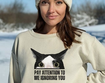 Sudadera con cuello redondo de gato lindo divertido, regalo de sudadera con frase de gato divertido para amante de gato Regalo de amante de gato sarcástico, camiseta divertida de amante de gato Camiseta de mamá de gato