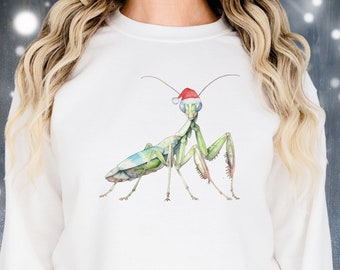 Praying Mantis Christmas Sweatshirt for Insect Lovers, Holiday Insect Sweatshirt Mantis Lover Sweater Gift, Praying Mantis Gift Insect Shirt