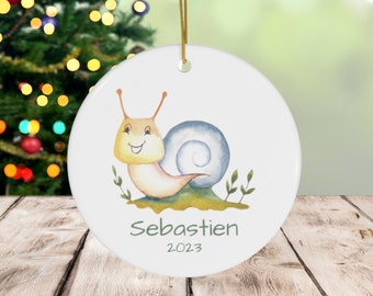 Adorno personalizado para niños de caracol, adorno navideño para niños pequeños, primera Navidad del bebé, regalo de nombre del bebé, primera Navidad, regalo personalizado para bebés