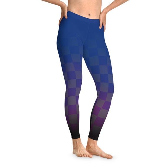 Checker-Blue Stretchy Leggings (AOP)