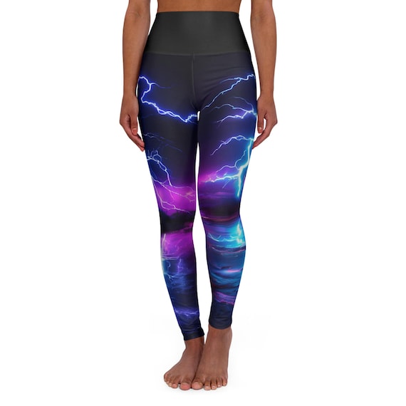 Neon Lightning High Waisted Yoga Leggings (AOP)