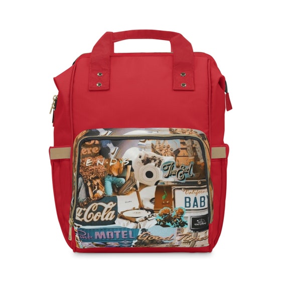 Retro Red ~Multifunctional Diaper Backpack