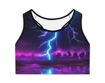 Neon Lightning Sports Bra (AOP)