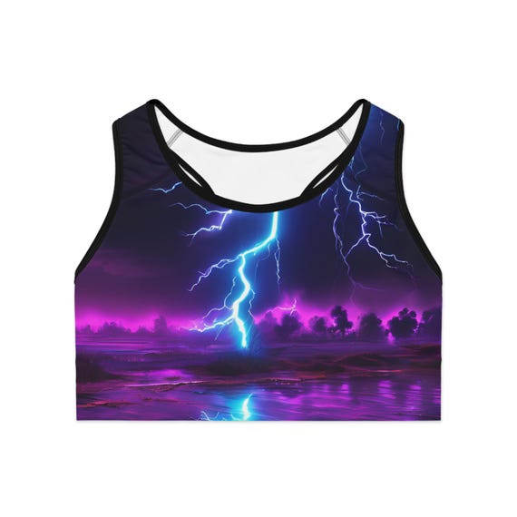Neon Lightning Sports Bra (AOP)
