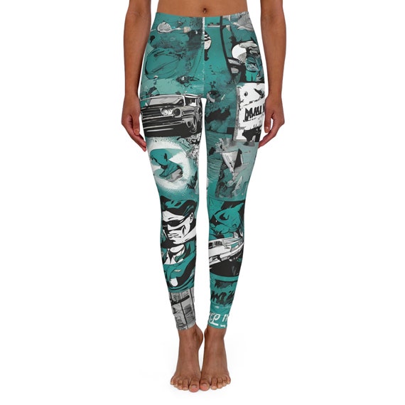 Comic Teal Spandex Leggings (AOP)