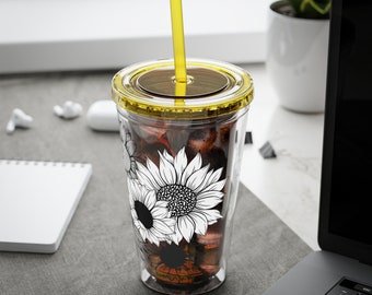 Sunflower Sunsplash ~Tumbler with Straw, 16oz