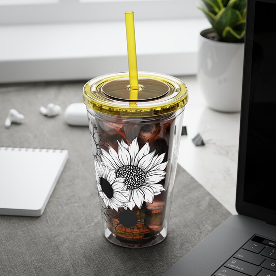 Sunflower Sunsplash ~Tumbler with Straw, 16oz