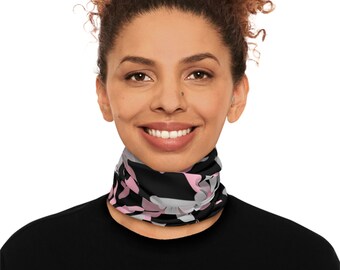 Pink Shimmer ~Winter Neck Gaiter With Drawstring
