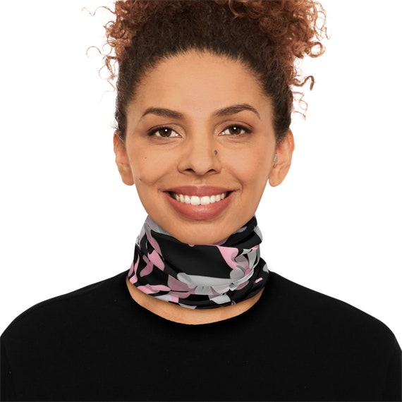 Pink Shimmer ~Winter Neck Gaiter With Drawstring