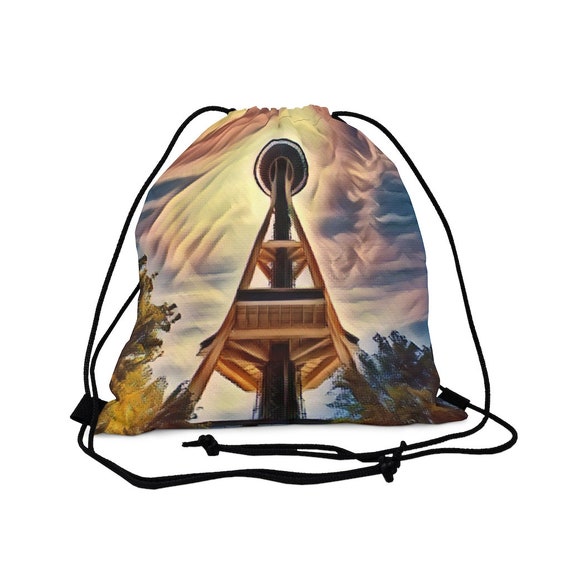 Space Needle Outdoor Drawstring Bag