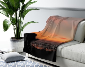 Oregon Coast Series Sunset Sky - Sherpa Fleece Blanket