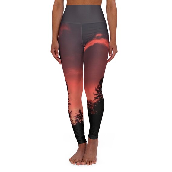 Red Dawn - High Waisted Yoga Leggings (AOP)