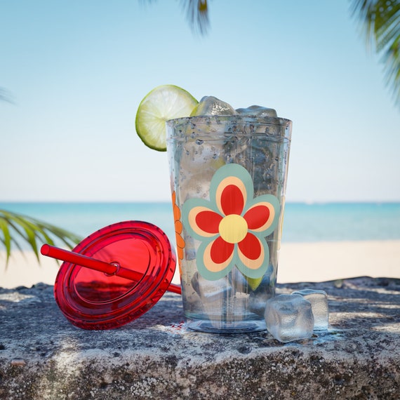Retro Sunsplash ~Tumbler with Straw, 16oz