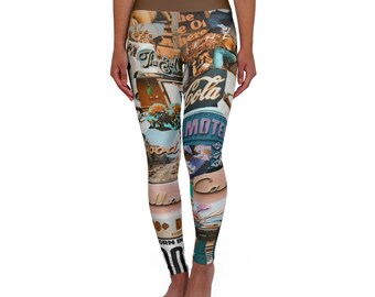 Retro Road - High Waisted Yoga Leggings (AOP)