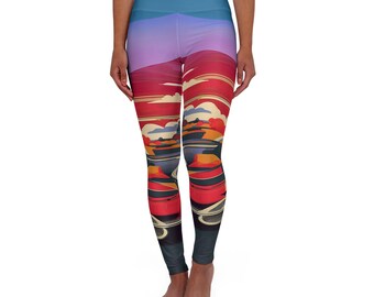 Blazing Road High Waisted Yoga Leggings (AOP)