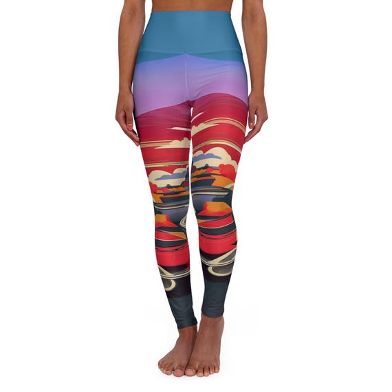 Blazing Road High Waisted Yoga Leggings (AOP)