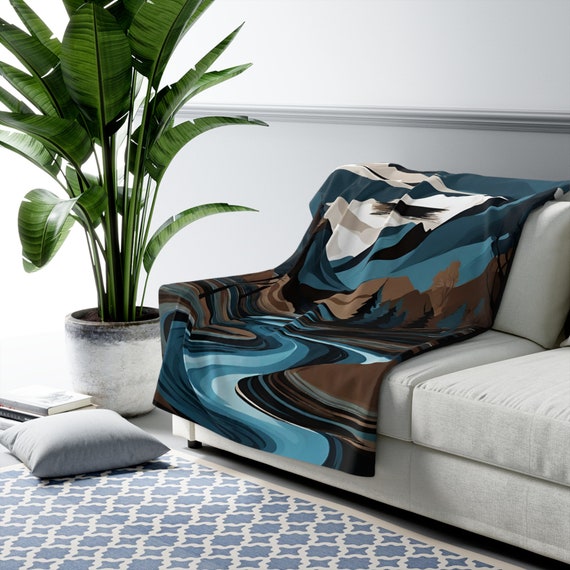 Mountain Stream ~Sherpa Fleece Blanket