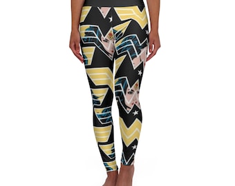 WW Black - High Waisted Yoga Leggings (AOP)