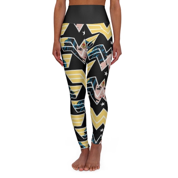 WW Black - High Waisted Yoga Leggings (AOP)