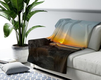 Oregon Coast Series Sunset Sherpa Fleece Blanket