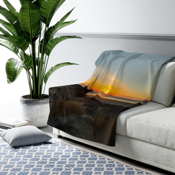Oregon Coast Series Sunset Sherpa Fleece Blanket