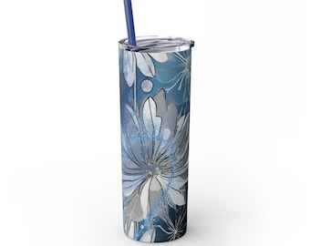 Winter Frost ~Skinny Tumbler with Straw, 20oz