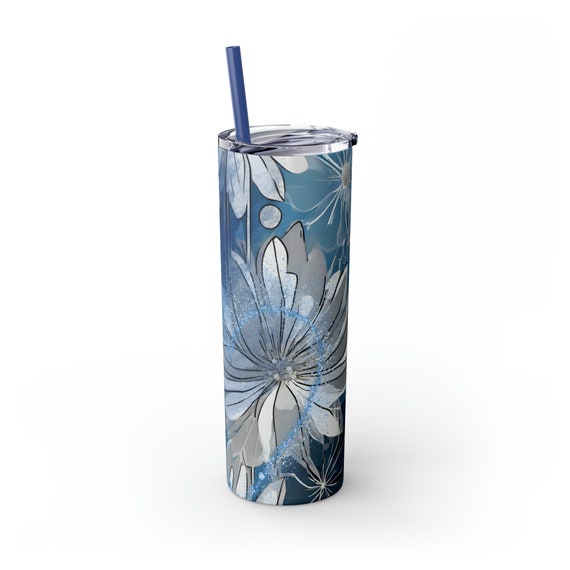 Winter Frost ~Skinny Tumbler with Straw, 20oz