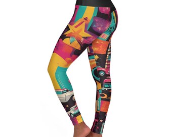 Retro Hollywood ~High Waisted Yoga Leggings (AOP)