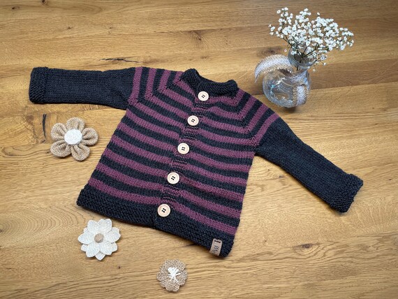 Handgestrickte Babyjacke Größe 74-80 Merinowolle