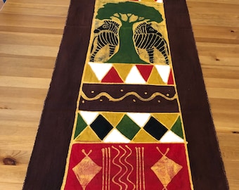 Wall hanging/ table runner, batik geometric patterns