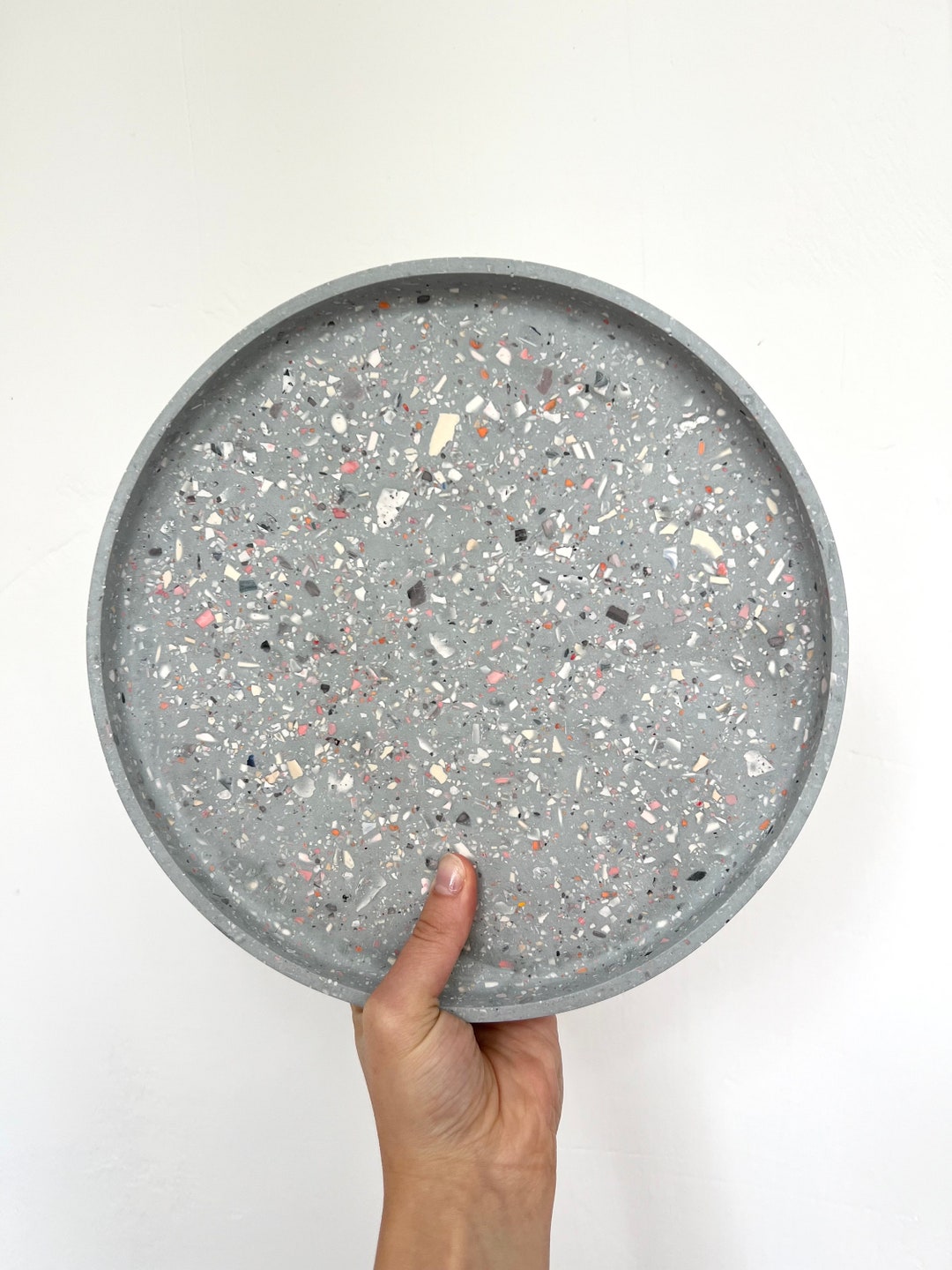 Handmade Jesmonite Coffee Table Tray: Round Terrazzo Decor - Etsy