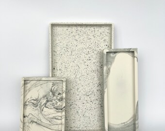 Handgemaakte rechthoekige Jesmonite-snuisterijdoos: moderne ijdelheidsopberger