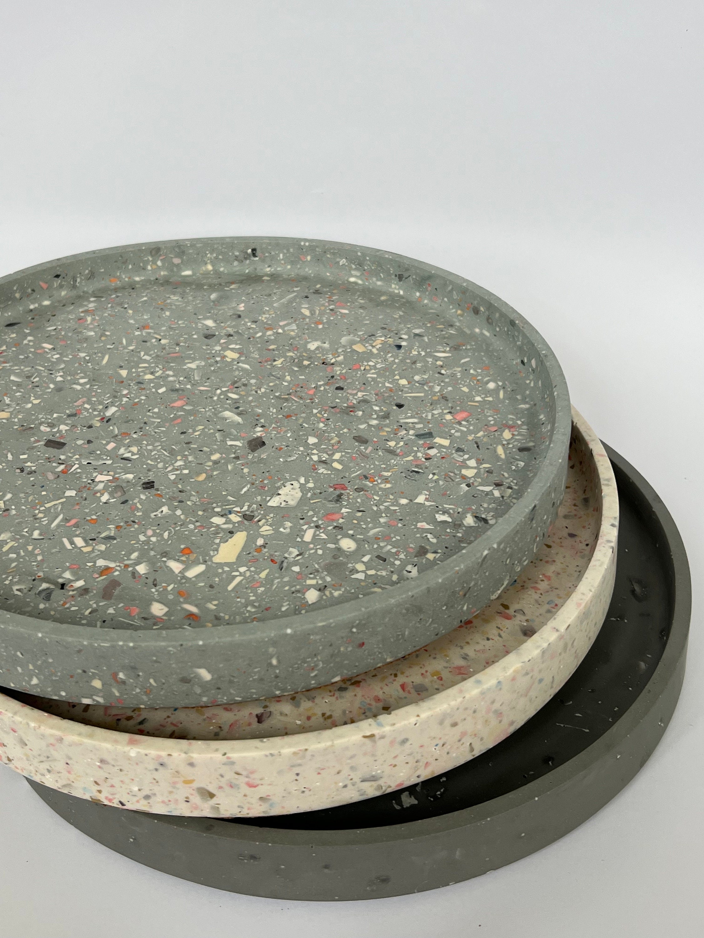 Handmade Jesmonite Coffee Table Tray: Round Terrazzo Decor - Etsy
