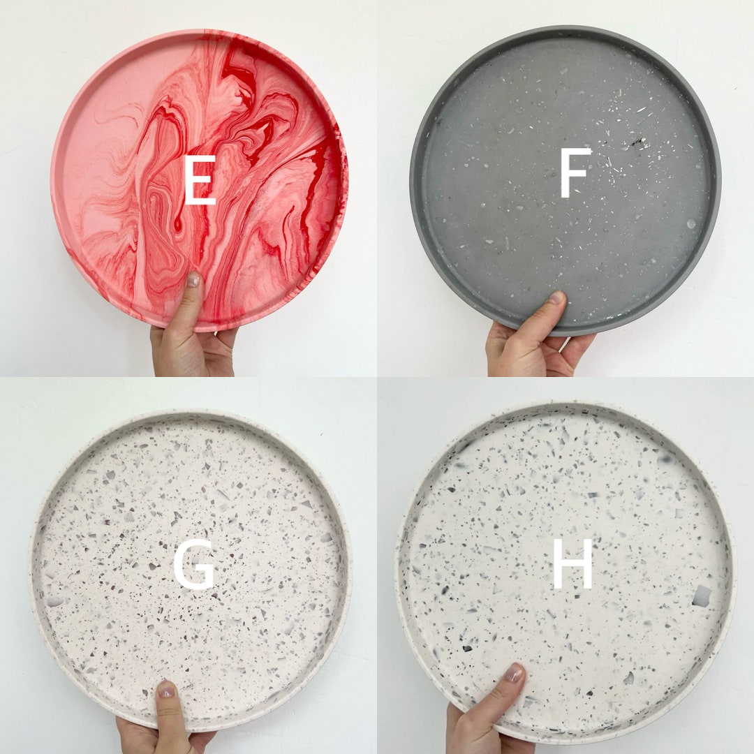 Round Jesmonite Coffee Table Tray | Marble Decorative Tray | Neutral ...