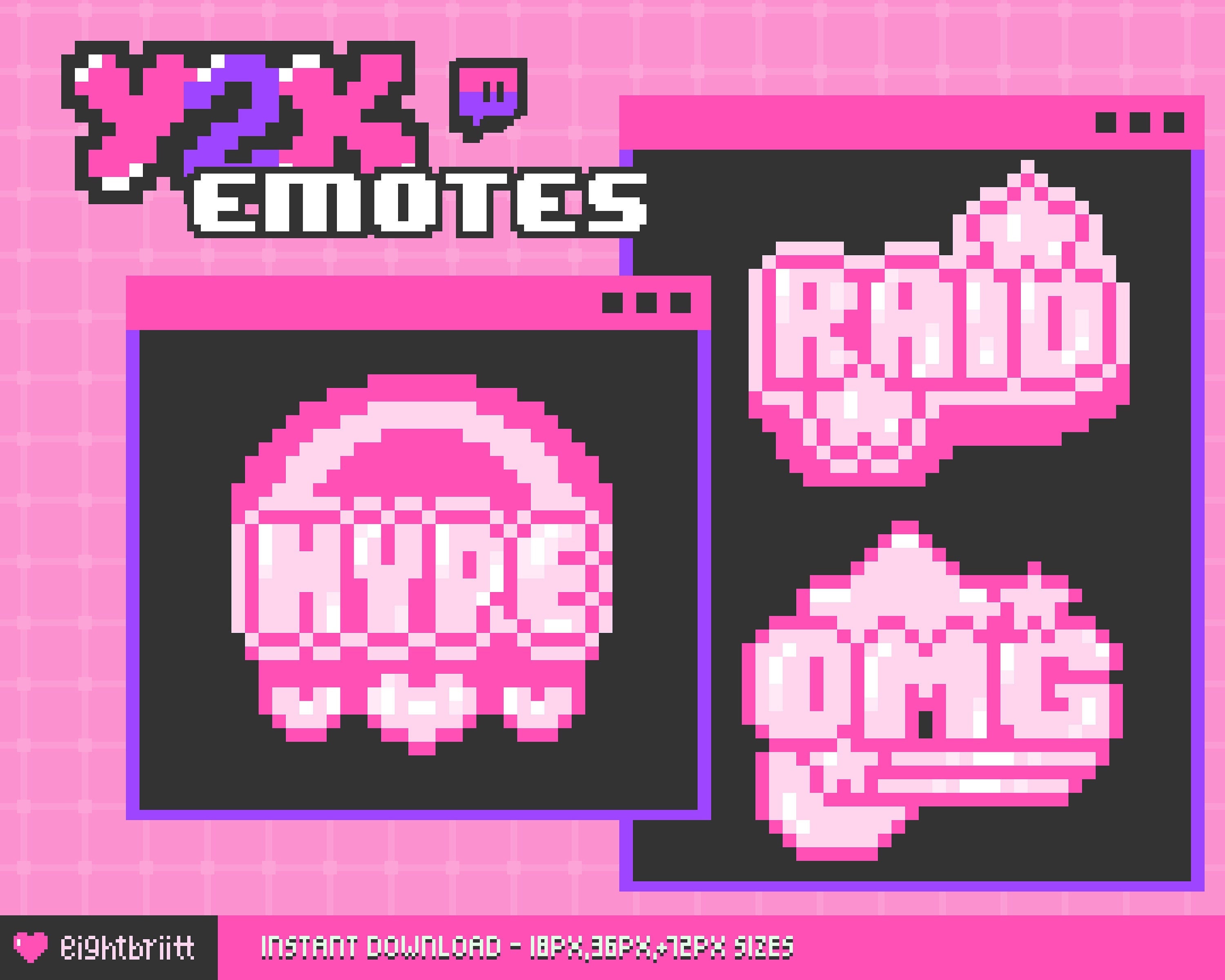 Twitch Y2K Emotes / Pixel 2000s Esthetische Emoji / 8-bit Roze Badges ...