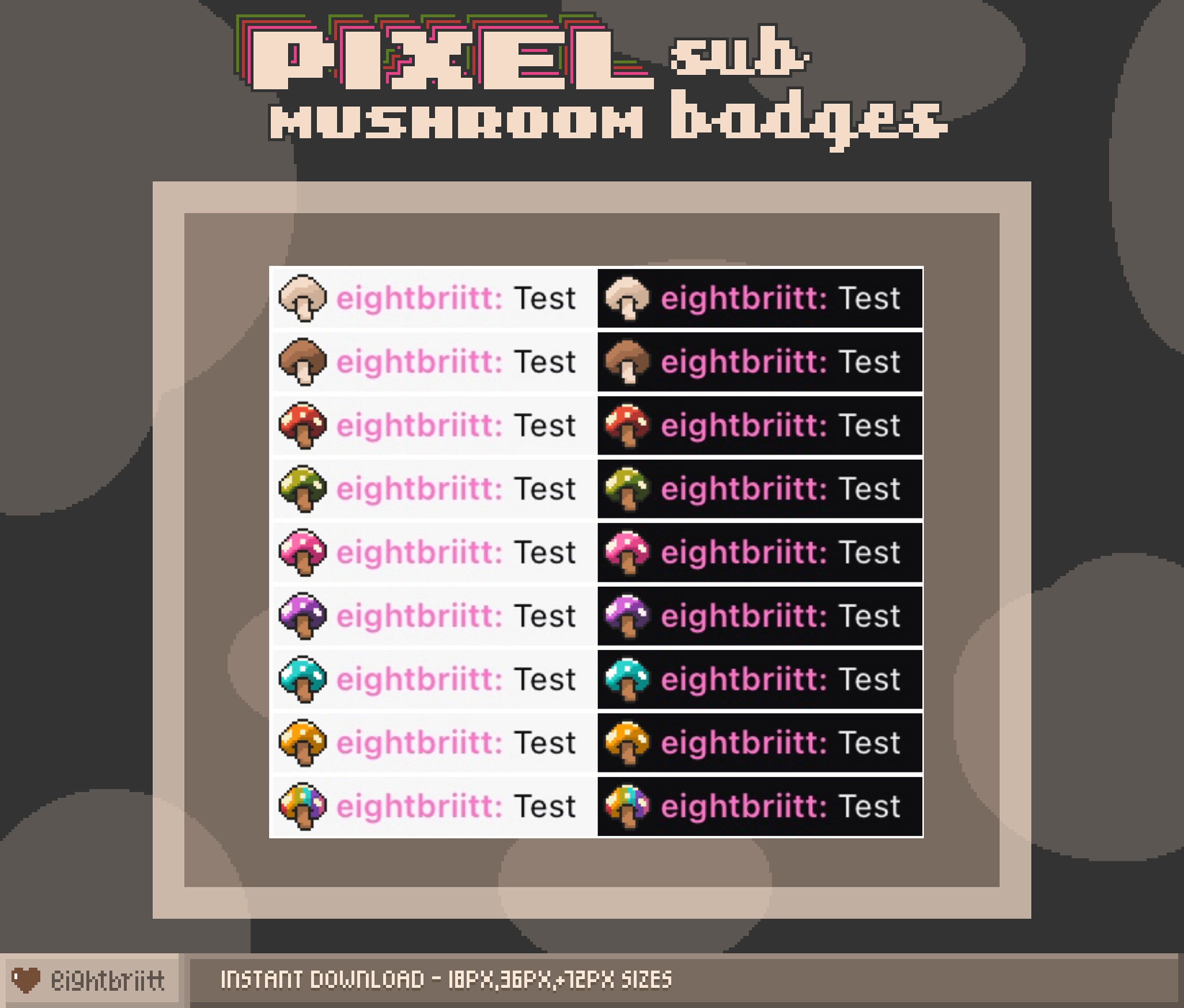 Twitch Sub Bit Badges / Pixel Mushroom / 8-bit Badges / Twitch ...