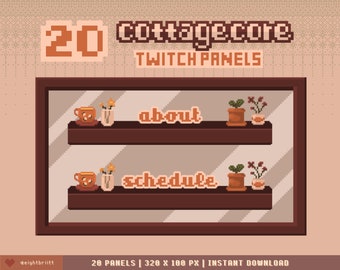 20 Cottagecore Twitch Panels / Pixel Farm Aesthetic / 8-bit Soft