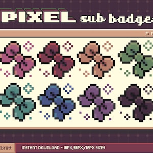 Twitch Gloomy Sub Bit Badges / Cute Pixel Bow / Soft 8-bit Cheer Badges