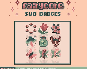 Twitch Sub Bit Badges / Pixel Fairycore / 8-bit Badges / Twitch aesthetic sub badges / Pre-made fairy pixie fae badges