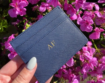 Genuine Leather Handmade Classic Card Case Purse | Monogrammed Leather Credit Card Holder | Womens Card Wallet | Small Wallet for Men