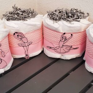 Ballet Mini Diaper Cakes ~ Pink DancerTheme ~ Baby Shower Centerpiece ~ Set of 4 Gift