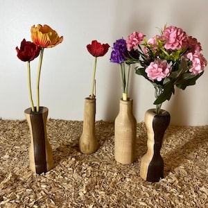 Small hand-turned wooden flower vase | Unique handmade decorative vase | Natural home decor | Gift idea wood art