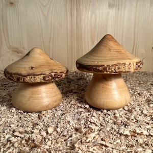 Hand-turned wooden mushrooms | Unique natural decoration | Handmade autumn decoration | Forest decoration for the home | Gift idea: wood art