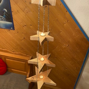 Wooden stars with tealight holders | Handmade wooden Christmas decorations | Natural decorations | Hanging decorations | Advent gift ideas | Winter decorations