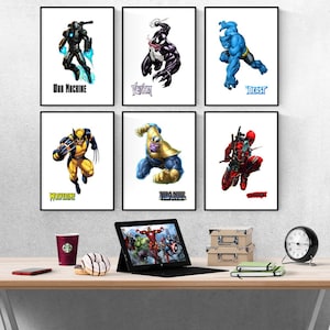 Avengers Superhero Cartoon Mix & Match Set Di 6 Stampe I Marvel Stampe I Marvel Camera da Letto I Stampe Disney I Bambini Camera da letto