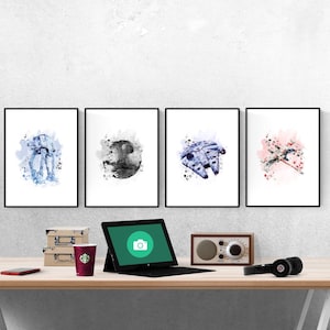 Star Wars Vehicles Watercolor Set Of 4 Prints I Star Wars Prints I Star Wars Bedroom I Disney Prints I Kids Bedroom
