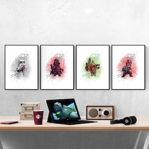 Star Wars Dark Side Splash Watercolor Set Of 4 Prints I Star Wars Prints I Star Wars Bedroom I Disney Prints I Kids Bedroom