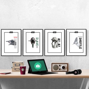 Star Wars Ships Graphic 2nd Set Of 4 Prints I Star Wars Prints I Star Wars Bedroom I Disney Prints I Kids Bedroom