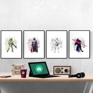 Star Wars Dark Side Watercolor Set Of 4 Prints I Star Wars Prints I Star Wars Bedroom I Disney Prints I Kids Bedroom