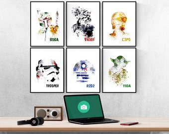 Star Wars Watercolor Mix & Match Set Of 6 Prints I Star Wars Prints I Star Wars Bedroom I Disney Prints I Kids Bedroom